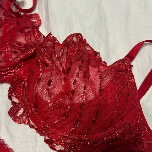 Victoria’s Secret Wicked Unlined Bow Embroidery Balconette Bra and Panty Set 36C - Picture 6 of 16